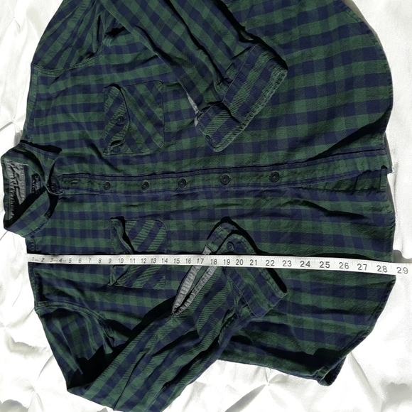 J. Crew Factory Lg Heavyweight Flannel Plaid Green Navy Long Sleeve Button Shirt - Picture 4 of 13